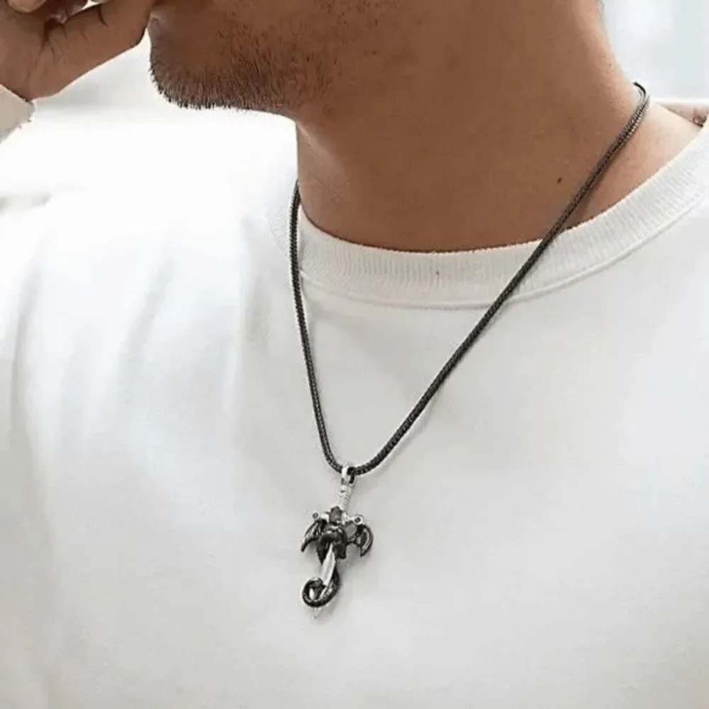 Dragon Sword Emerald Pendant Necklace